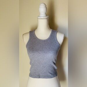 Brandy Melville Cropped Gray Ribbed Cotton Tank Top | One Size